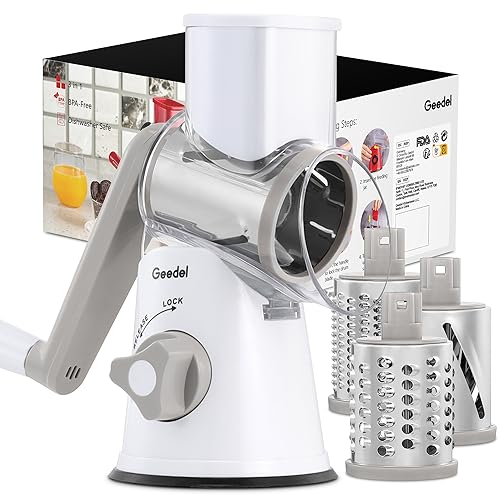 Geedel Rotary Cheese Grater, Kitchen Mandoline Vegetable Slicer with