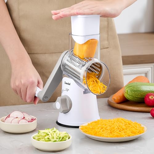 Geedel Rotary Cheese Grater, Kitchen Mandoline Vegetable Slicer with