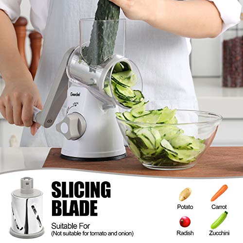 Geedel Rotary Cheese Grater, Kitchen Mandoline Vegetable Slicer with