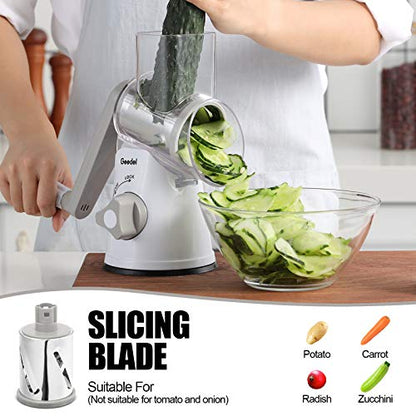 Geedel Rotary Cheese Grater, Kitchen Mandoline Vegetable Slicer with