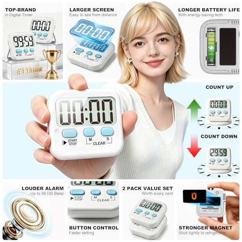 Eco-Friendly Antonki 2 Pack Digital Timer for Kids, Magnetic Kit