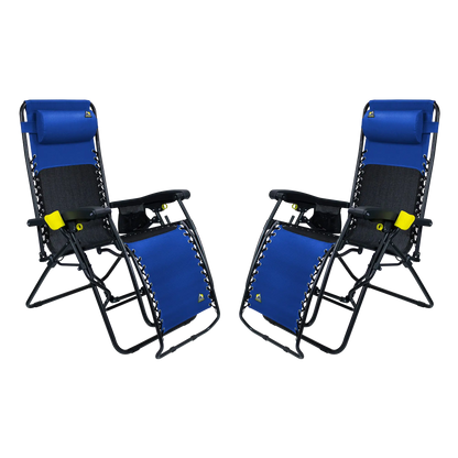 Premium All-Weather Freeform Zero Gravity Lounger Bundle - Camp Rocker Chair for Fishing & Beach Trips - Royal Blue